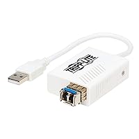 Tripp Lite Ethernet NIC Adapter, USB 2.0 to Fiber Optic Adapter, 10/100 Mbps, 100Base-FX, LC, Multimode Fiber, White (U236-MMF-LC)