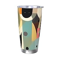 20oz Tumbler with Lid Vacuum Insulated Tumbler Mid-Century Modern Art Cat Stainless Steel Car Cup Insulated Coffee Mug for Travel Reusable Double Walled Thermal Cup for Hot Cold Drinks