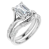 Moissanite Star Sterling Silver Genuine Moissanite Engagement Ring, Ethically, Authentically & Organically Sourced 3 CT Emerald Cut, Moissanite Wedding Rings, Anniversary Rings