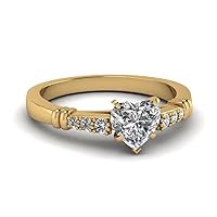 Choose Your Gemstone Pave Bar Set Diamond CZ Ring yellow gold plated Heart Shape Side Stone Engagement Rings Matching Jewelry Wedding Jewelry Easy to Wear Gifts US Size 4 to 12