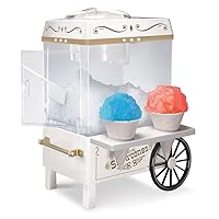Nostalgia Snow Cone Shaved Ice Machine - Retro Table-Top Slushie Machine Makes 20 Icy Treats - Includes 2 Reusable Plastic Cups & Ice Scoop - White