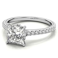 JEWELERYYA 3 CT Princess Cut Colorless Moissanite Engagement Ring, Wedding/Bridal Ring, Halo Style, Solid Sterling Silver, Anniversary Bridal Jewelry, Awesome Ring for Wife