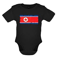 North Korea Grunge Style Flag - Organic Babygrow/Body suit