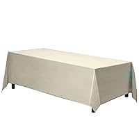 Gee Di Moda Rectangle Tablecloth - 90 x 156 Inch Ivory Table Cloth for 8 Foot Table with Floor-Length Drop - Heavy Duty Washable Fabric - 8 Ft Buffet Table, Holiday Party, Wedding & Baby Shower
