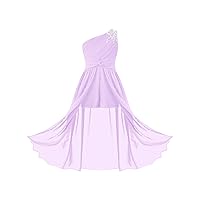 CHICTRY Kids Girls Sequin One Shoulder Pageant Formal Dress High Low Bridesmaid Wedding Party Gown