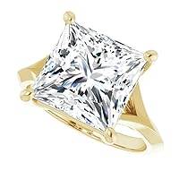 Princess Cut Moissanite Solitaire Ring, 6 ct, Sterling Silver, Wedding Engagement Ring