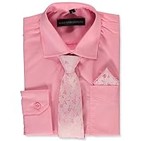 Kids World Boys' Dress Shirt & Tie (Patterns May Vary) - rose, 18
