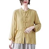 Chinese Style Kung Fu Suit Shirt Cotton Linen Top Zen Tai Chi Clothing Women China Loose Casual Blouse