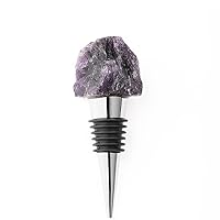 Amethyst Crystal Wine Bottle Stoppers Natural Gemstone Wine Saver with Gift Box for Parties Wedding Decor Reusable Bottle Plug (Purple C)