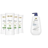 Dove Advanced Care Antiperspirant Cool Essentials 4 Count Deodorant & Body Wash with Pump Deep Moisture For Dry Skin Moisturizing Skin Cleanser