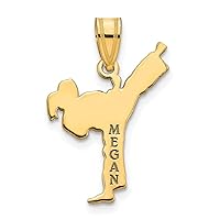 925 Sterling Silver Gold plated Girl Karate Customize Personalize Engravable Charm Pendant Jewelry Gifts For Women or Men (Length 0.78