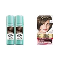 Magic Root Cover Up Gray Concealer Spray Medium Brown 4 oz (2 pack) & Excellence Creme Permanent Triple Care Hair Color, 5 Medium Brown, Gray Coverage For Up to 8 Weeks, All Hair Types, Pack of 1
