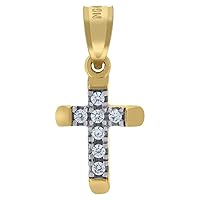 10k Gold Two tone CZ Cubic Zirconia Simulated Diamond Womens Cross Height 17.7mm X Width 8.3mm Religious Charm Pendant Necklace Jewelry for Women