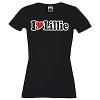 Black Dragon T-Shirt Women V-Neck - I Love with Heart - Party Name Carnival - I Love Lillie