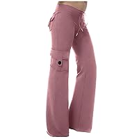 Cargo Pants for Women Drawstring Baggy High Waist Loose Fit Solid Color Yoga Trousers Casual Wide Leg Palazzo Pants