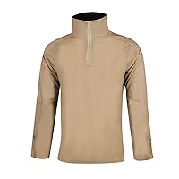 Men's Combat Hunting Military Shirt 1/4 Zipper Long Sleeve Slim Fit Tee Outdoor Cycling Training Warm Top with Pockets