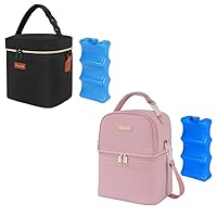 Mancro Breastmilk Cooler Bag with Ice Pack, Insulated Baby Bottle Bag Fits 6 Baby Bottles Up to 9 Ounce, Breast Milk Cooler Travel Bag for Nursing Mom, Daycare