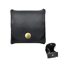 Genuine Leather Squeeze Coin Purse Pouch Rustic Moon Pocket Coin Case Mini Coin Tray Purse with Leather Snap Button – Black