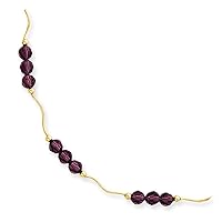 14k Yellow Gold Hollow Polished Amethyst Crystal Bead 2 Inch Extension Necklace Lobster Claw Measures 6mm Wide Jewelry Gifts for Women