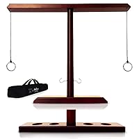 SWOOC Games - Battle Hooks XL Hook and Ring Game with Ladder - 5+ Games Included - 20 Second Set Up - Hook and Ring Toss Game for Adults - Wooden Ring Hook Tossing Game - Tabletop Ring Hook Game
