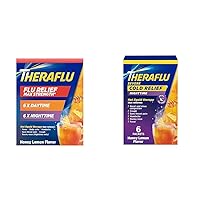 Theraflu Daytime & Nighttime Severe Cold Relief Honey Lemon Powder, 12 Count Combo Pack with 6 Daytime & 6 Nighttime