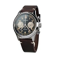 Baltany Mens Chronograph Watches Pilot Watch 39mm Military Panda Quartz Wristwatch Sapphire 5ATM C3 Luminous VK64 Sport
