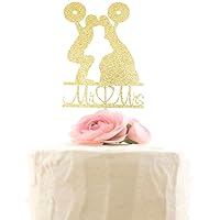 Weight Lifting Wedding Cake Topper, Weight Lifter Mr and Mrs Cake Decor, Body Builder Wedding Party Decorations, Gold Glitter