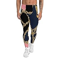 Men’s Leggings Workout Gym Pants Activewear Chained Wrap Gold Black