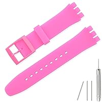 Replacement Silicone Band for Swatch 17mm 19mm 20mm, Waterproof Wristband Watch Strap for Swatch
