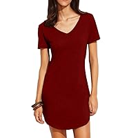 Haola Women's Deep V Neck Soft fit Short Sleeve Casual Mini Dress