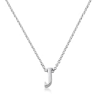 Initial Letter J Personalized Serif Font Small Pendant Necklace Thin 1mm Chain