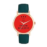 Red Throw Bullseye Watch Ladies 38mm Case 3atm Water Resistant Custom Designed Quartz Movement Luxury Fashionable