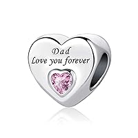 KunBead Jewelry Women Girls Love You Forever Heart Birthday Bead Charms for Mum Sister Grandma Daughter Auntie Wife Dad
