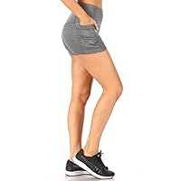 ShoSho Womens High Waist Yoga Compression Tummy Control Biker Shorts W/Pockets