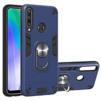 Phone Case for Huawei Y6P Case,Military-Grade Shockproof Cover with Magnetic Car Mount Ring Kickstand Holder for Huawei Y6P Protector Case (Color : Navy Blue)