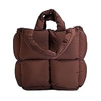 Women Padded Shoulder Bag Luxury Check Tote Bag Soft Pillow Handbag Quilted Puffy High Capacity Underarm
