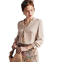 Women Chic Blouses Ruffles V Neck Solid Shirts Spring Summer Office Lady Tops