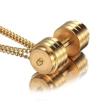Stainless Steel Jewelry Men's Barbell Necklace Fashion Fitness Dumbbell Titanium Steel Pendant