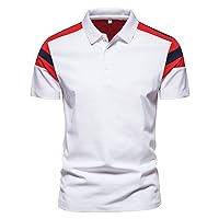 HAYKMTRU Striped Collar Polo T-Shirts for Men Classic Fit Work Business Casual Slim Fit Golf Shirts Lapel Button Up Tees Tops