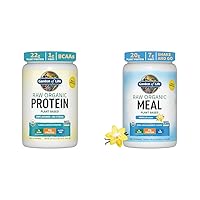 Garden of Life Organic Vegan Unflavored Protein Powder 22g Complete Plant Based Raw Protein & Vegan Protein Powder - Raw Organic Meal Replacement Shakes - Vanilla - Pea Protein