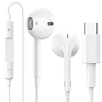 USB C Headphones Type C Earphones Wired Earbuds Built-in Mic & Volume Control Headset Compatible with iPhone 15 Pro Max Plus, iPad Pro, Android Smart Phone Galaxy S23/S22/S21/S20, Note10/20, A53/A54
