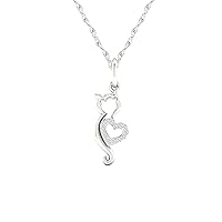Decouer Sterling Silver Diamond Pet Necklace,Pet Pendant (I-J,I2)