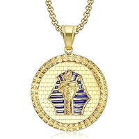 Stainless Steel Egyptian Gold Pharaoh King Tut Hip Hop Pendant Necklace