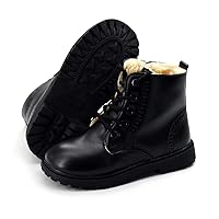 E-FAK Toddler Boys Girls Boots Waterproof Leather Lace Up Ankle Anti-Slip Rubber Sole Baby Hiking Boots(Toddler/Little Kid)