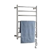 Towel Warmers for Bathroom Wall Mounted, Polished Stainless Steel Hardwired and Plug 7 Bars Timer Towel Heater Rail Energy Saving 27.5