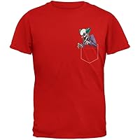 Faux Pocket Halloween Horror Scary Clown Red Adult T-Shirt - X-Large