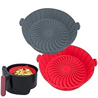 Small Air Fryer Silicone Liners for COSORI/Instant Pot/Chefman/Ninja/Dash/Bella/GoWise/COSMO Air Fryer 2QT 2.1QT 2.3QT 2.5QT, 2 Pack Reusable Silicone Basket Pot Baking Tray Air Fryer Accessories