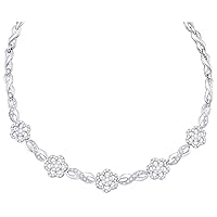 The Diamond Deal 14kt White Gold Womens Round Diamond Infinity Flower Cluster Necklace 2.00 Cttw