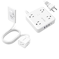 TROND 2 Prong Power Strip & TROND Flat Extension Cord 6 Feet - Right Angled Flat Plug Power Strip