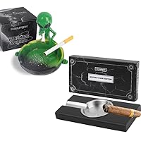 A Bundle of Black Wooden Cigar Ashtray and Green Cigarette Ashtray, Ideal Elegant Christmas Gift for Men, Father Decor Enthusiasts
